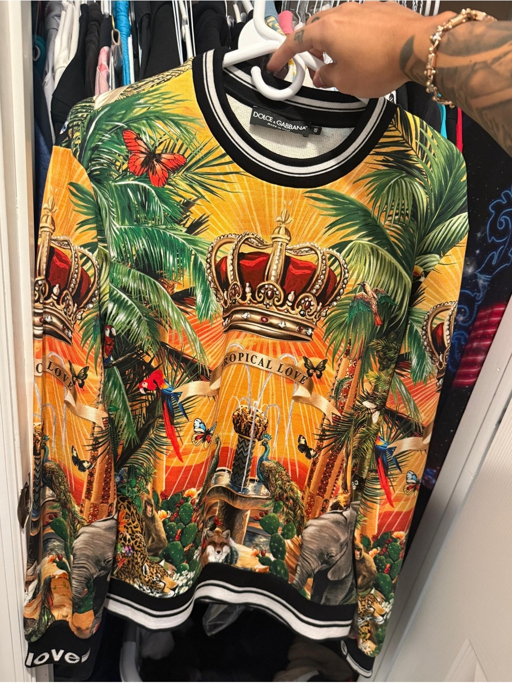 Dolce & Gabbana Kids Tropical Crown Print Sweatshirt - Yellow, Green